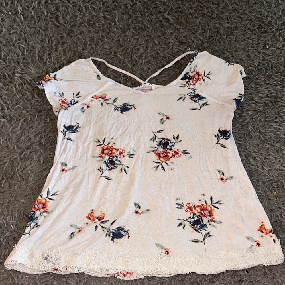 White flower dress shirt. Size S. Brand is rewind.